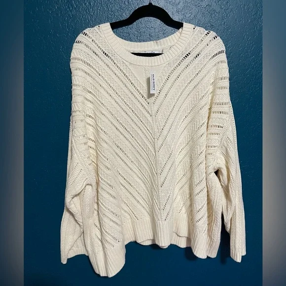 Old Navy NWT Cropped Chevron Open-Knit Sweater - Picture 2 of 7